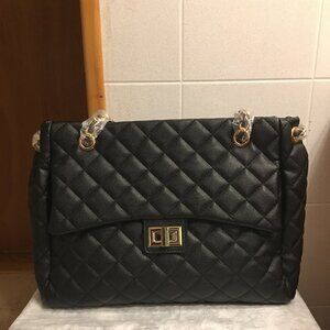 NWT!!! ELLO Quilted vegan leather Tote Bag in Black